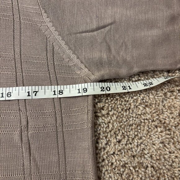 Vintage Sweater Womens S Beige 100% Silk Fine Knit Mock Neck Oversized SS - Picture 6 of 8